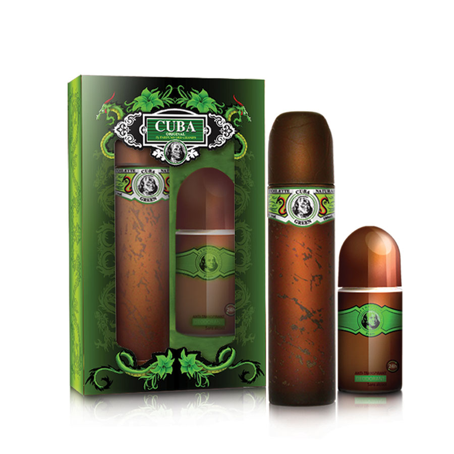 Cuba Green 3-Piece Set 3.4oz Men EDT Spray by Cuba