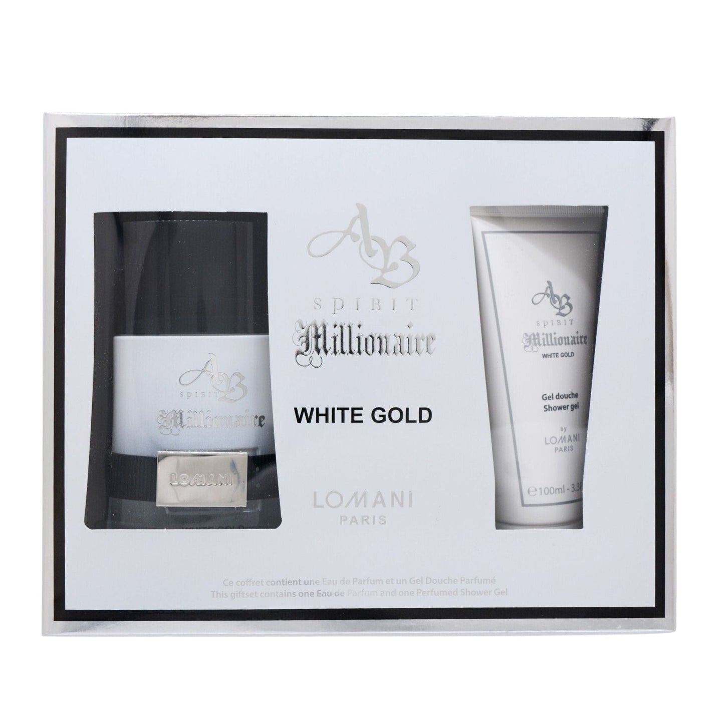 Lomani AB Spirit Millionaire White Gold 2-Piece Set 3.4oz Men EDP Spray by Lomani