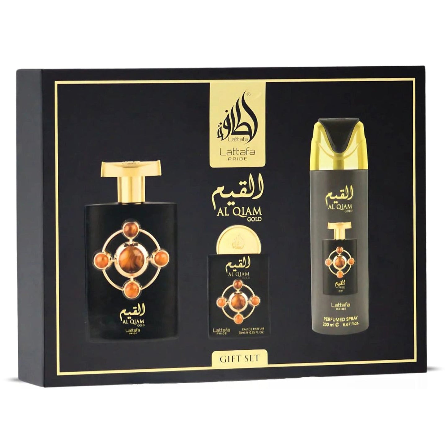 Lattafa Al Qiam Gold 3-Piece Set 3.4oz Unisex EDP Spray by Lattafa