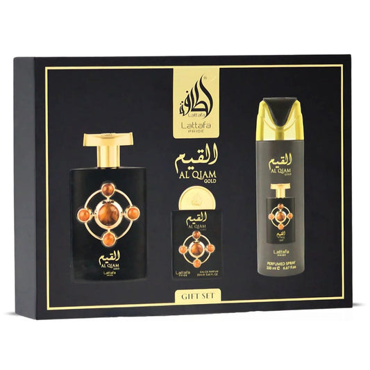 Lattafa Al Qiam Gold 3-Piece Set 3.4oz Unisex EDP Spray by Lattafa