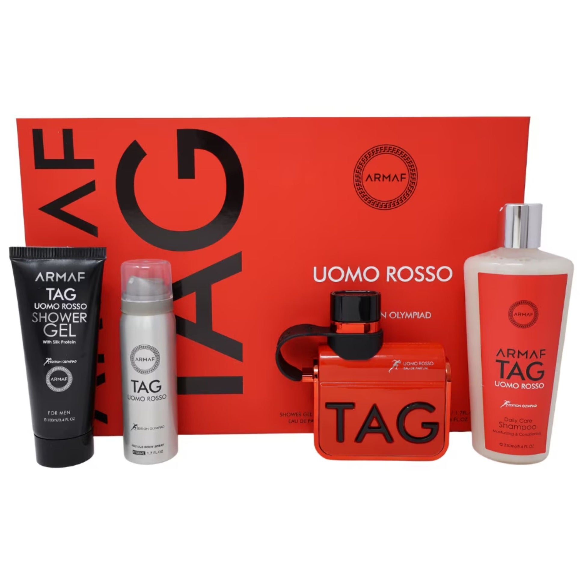 Armaf Tag Uomo Rosso 4-Piece Set 3.4oz Men EDP Spray by Armaf