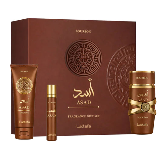 Lattafa Asad Bourbon 3-Piece Set 3.4oz Men EDP by Lattaffa