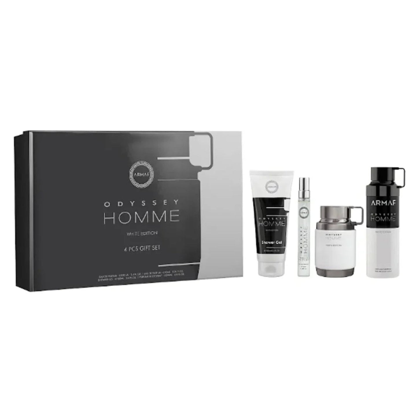 Armaf Odyssey Homme White Edition 4-Piece Set 3.4oz Men EDP Spray by Armaf