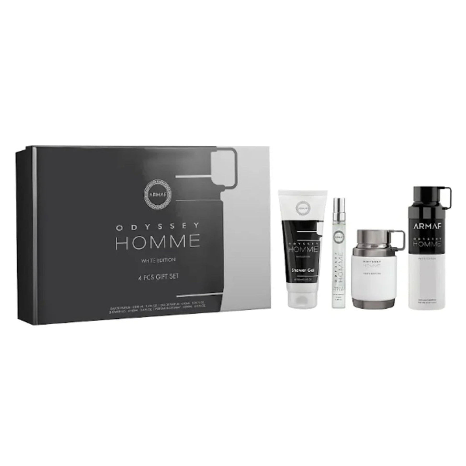 Armaf Odyssey Homme White Edition 4-Piece Set 3.4oz Men EDP Spray by Armaf