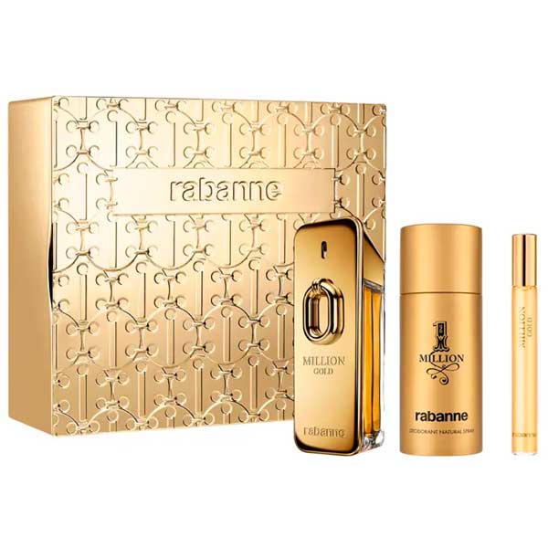 Paco Rabanne Million Gold Intense 3-Piece Set 3.4oz Men EDP by Paco Rabanne