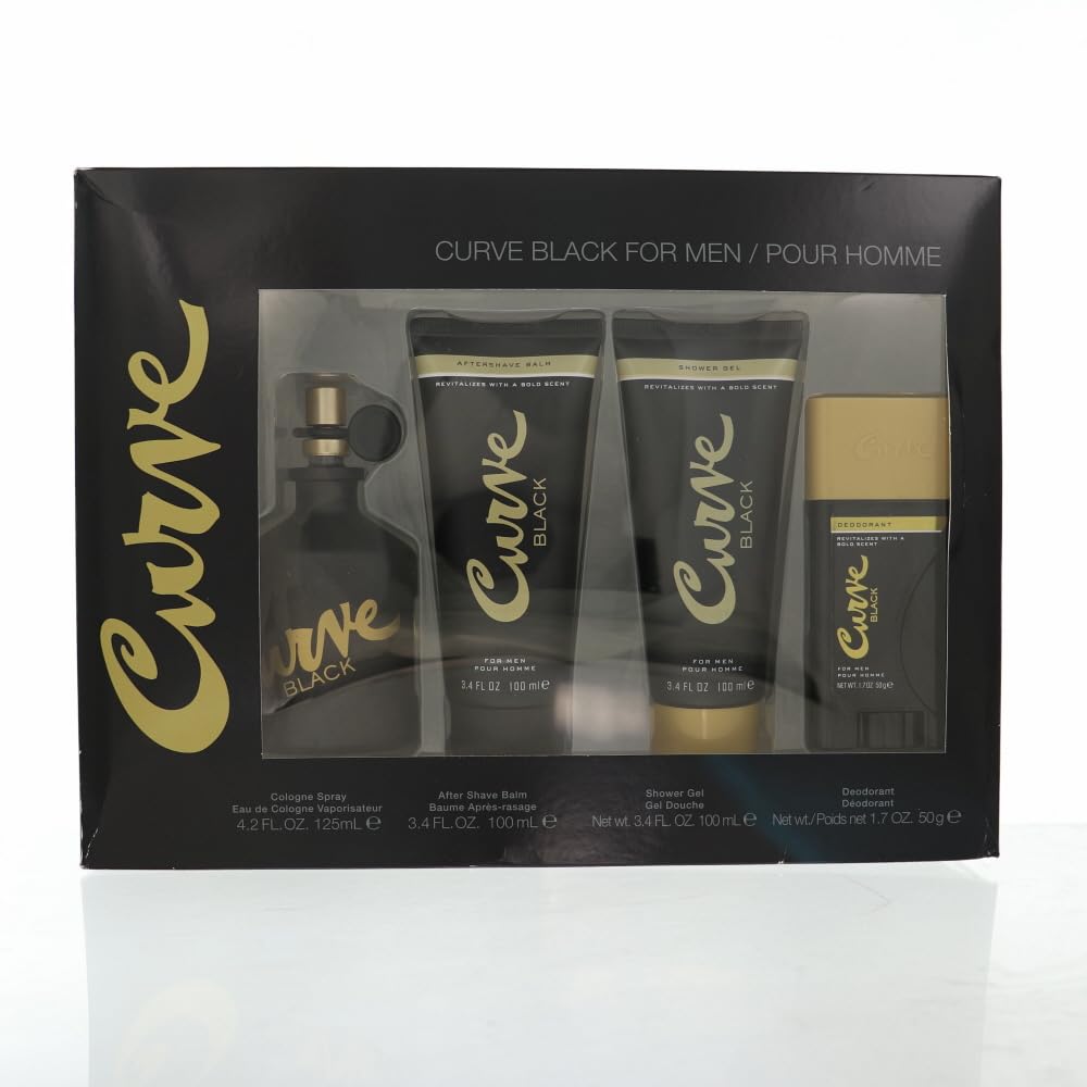Liz Claiborne Curve Black 4-Piece Set 4.2oz Men EDC Spray by Liz Claiborne