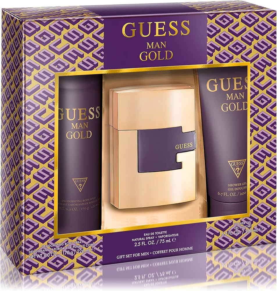 Guess Gold 3-Piece Set 2.5oz Men EDT Spray by Guess