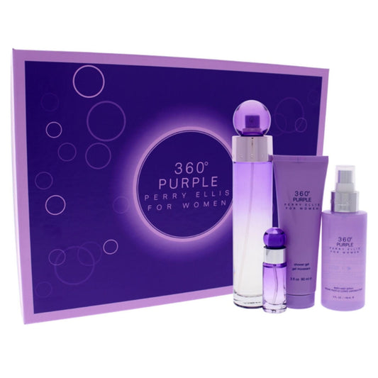 Perry Ellis 360 Purple 4-Piece Set 3.4oz Women EDT Spray by Perry Ellis