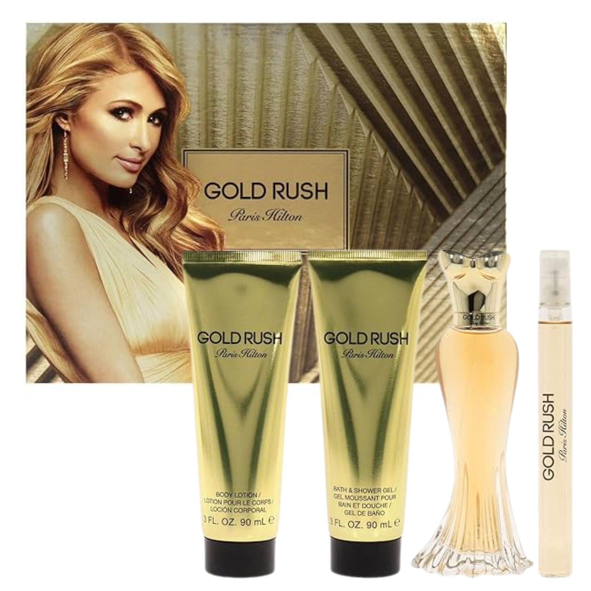 Paris Hilton Gold Rush 4-Piece Set 3.4oz Women EDP Spray by Paris Hilton
