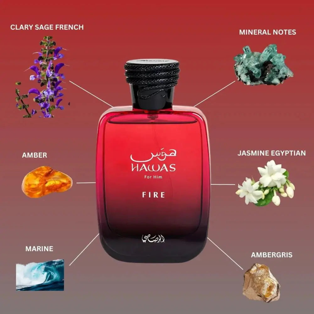 Hawas Fire By Rasasi Unisex Eau de Parfum 3.4oz