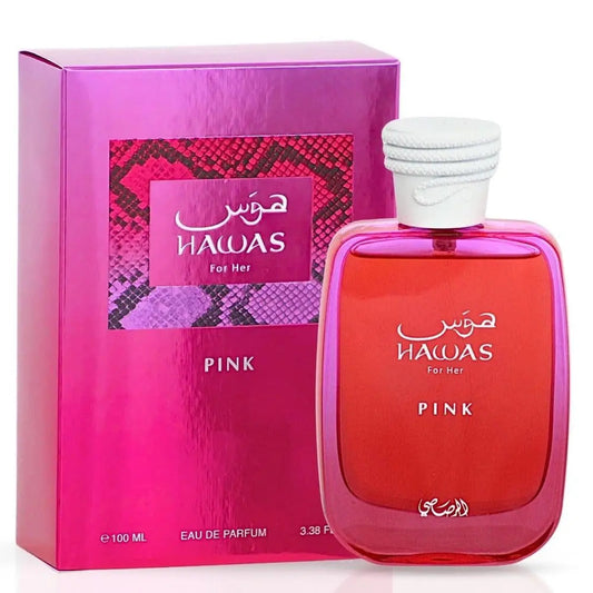 Hawas Pink by Rasasi for Women 3.38oz EDP perfume bottle