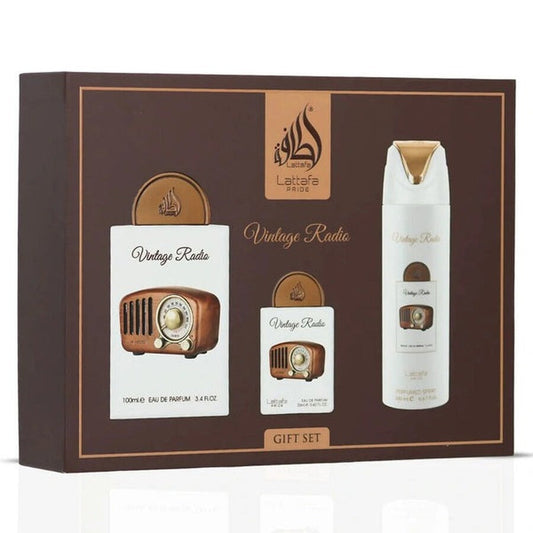 Lattafa Vintage Radio Set 3-Piece Set 3.4oz Unisex EDP Spray by Lattafa
