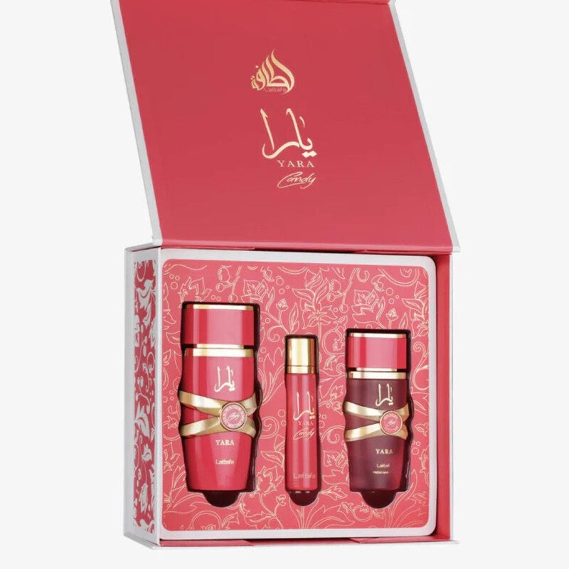 Lattafa Yara Candy 3-Piece Set 3.4oz Women EDP Spray by Lattafa