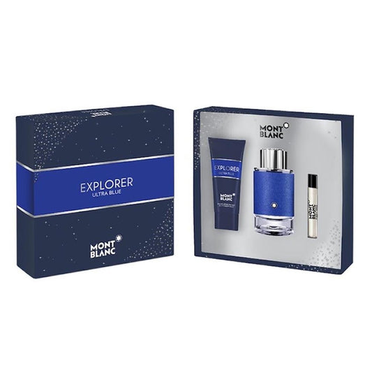 Mont Blanc Explorer Ultra Blue 3-Piece Set 3.3oz Men EDP Spray by Mont Blanc