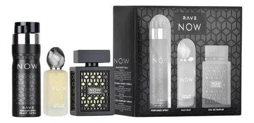 Lattafa Rave Now Black 3-Piece Set 3.4oz Men EDP Spray by Lattafa