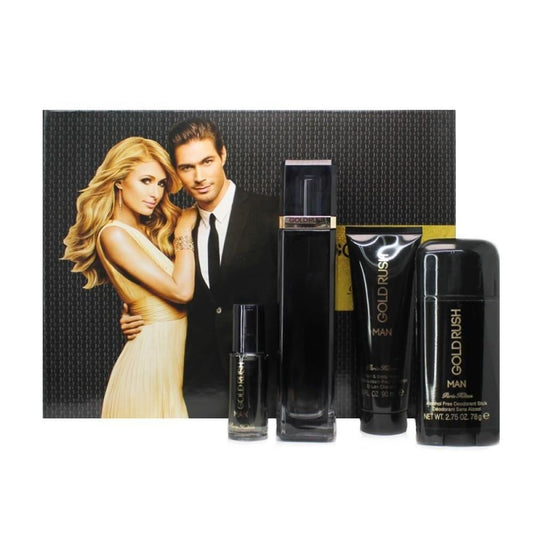 Paris Hilton Gold Rush 4-Piece Set 3.4oz Men EDT Spray by Paris Hilton