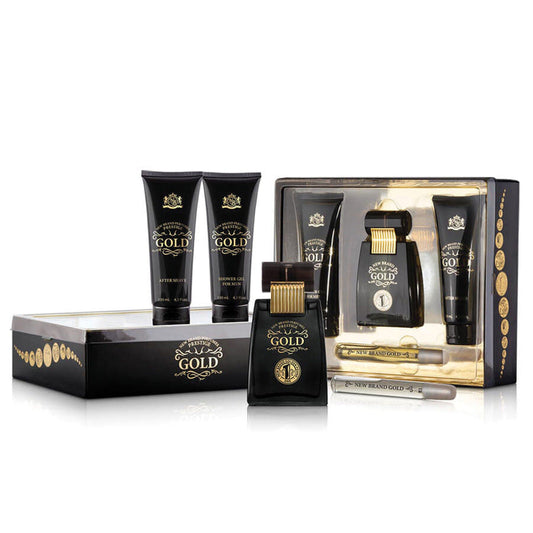 New Brand Gold Men 3-Piece Set 3.4oz Men EDT Spray by New Brand