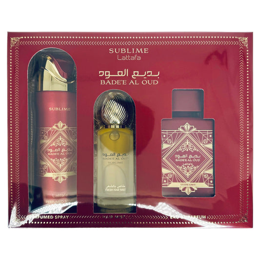 Lattafa Badee Oud Sublime 3-Piece Set 3.4oz Women EDP Spray by Lattafa
