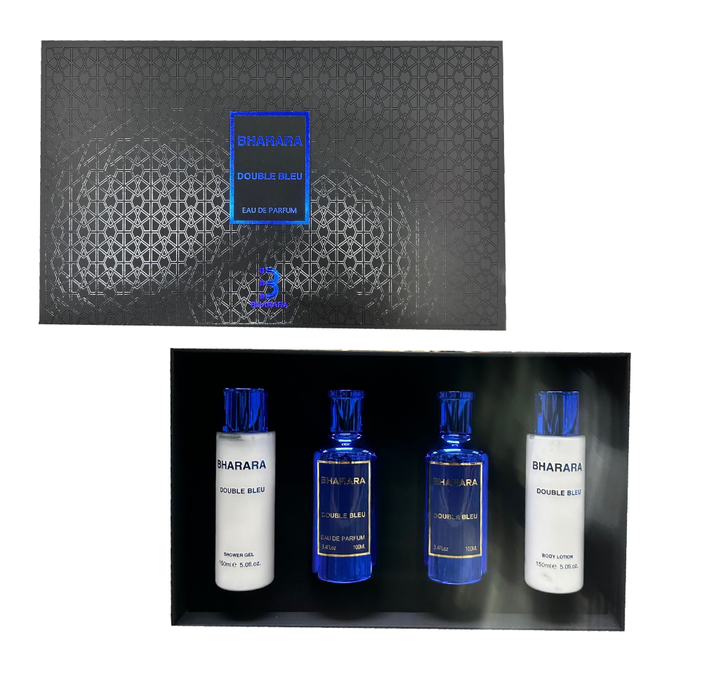 Bharara Double Bleu 4-Piece Set 3.4oz Men EDP Spray by Bharara