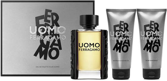 Salvatore Ferragamo Uomo 3-Piece Set 3.4oz Men EDT Spray by Salvatore Ferragamo
