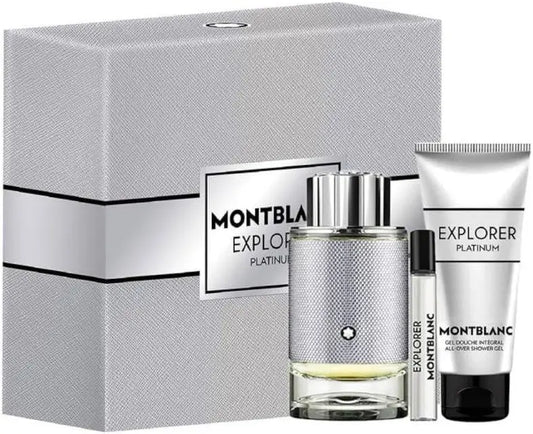 Mont Blanc Explorer Platinum 3-Piece Set 3.30oz Men EDP Spray by Mont Blanc