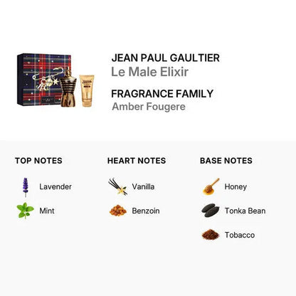 Le Male Elixir JPG original set box with shower gel and mini