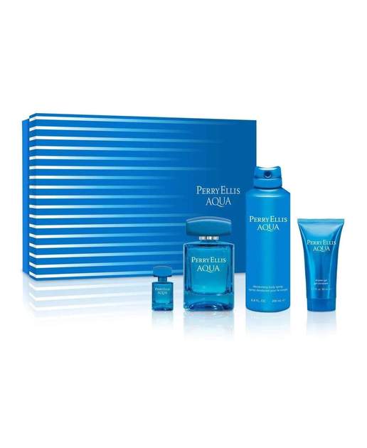 Perry Ellis Aqua 4-Piece Set 3.4oz Men EDT Spray by Perry Ellis